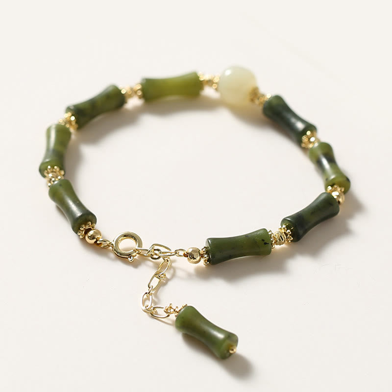 Nimara Ritual Glass Bead Bamboo Luck Strength Chain Bracelet