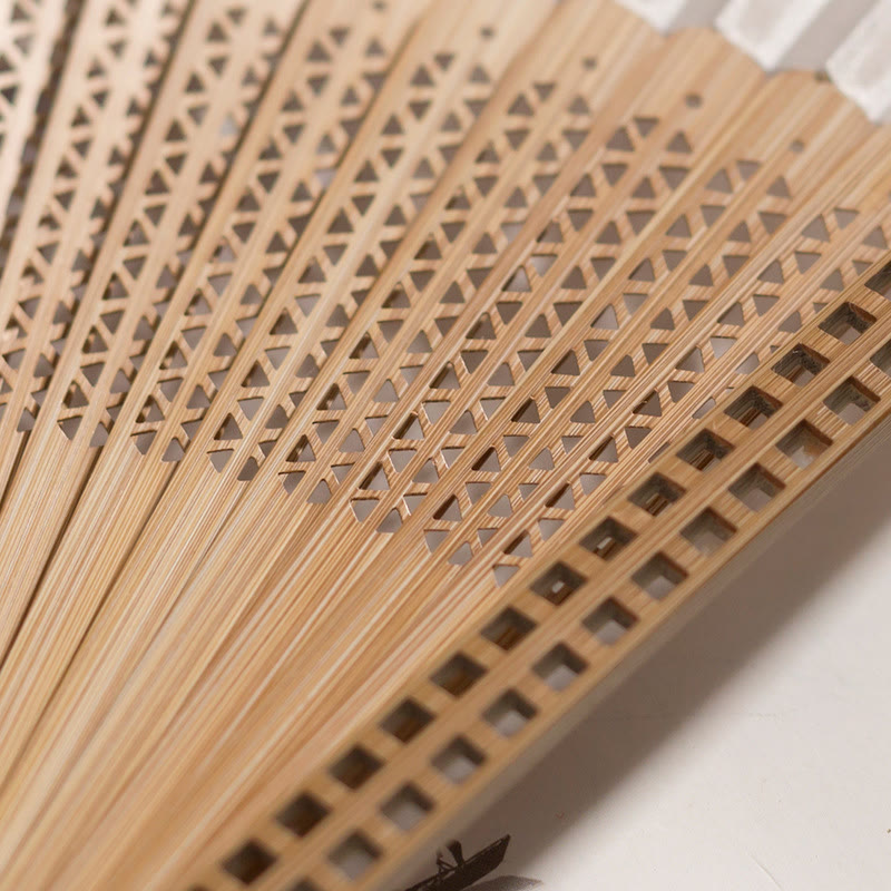 Nimara Ritual Vintage Handheld Folding Fan With Bamboo Frames