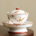 Nimara Ritual White Porcelain Flowers Ceramic Gaiwan Sancai Teacup Kung Fu Tea Cup And Saucer With Lid