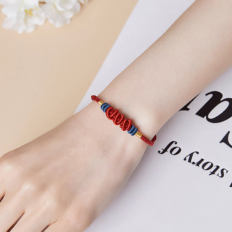 Nimara Ritual 925 Sterling Silver Koi Fish Charm Wealth Success Braided Bracelet