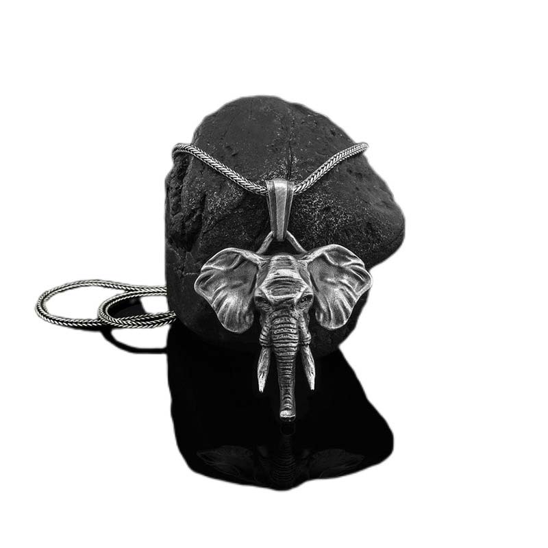 Nimara Ritual Elephant Pewter Titanium Steel Strength Necklace Pendant