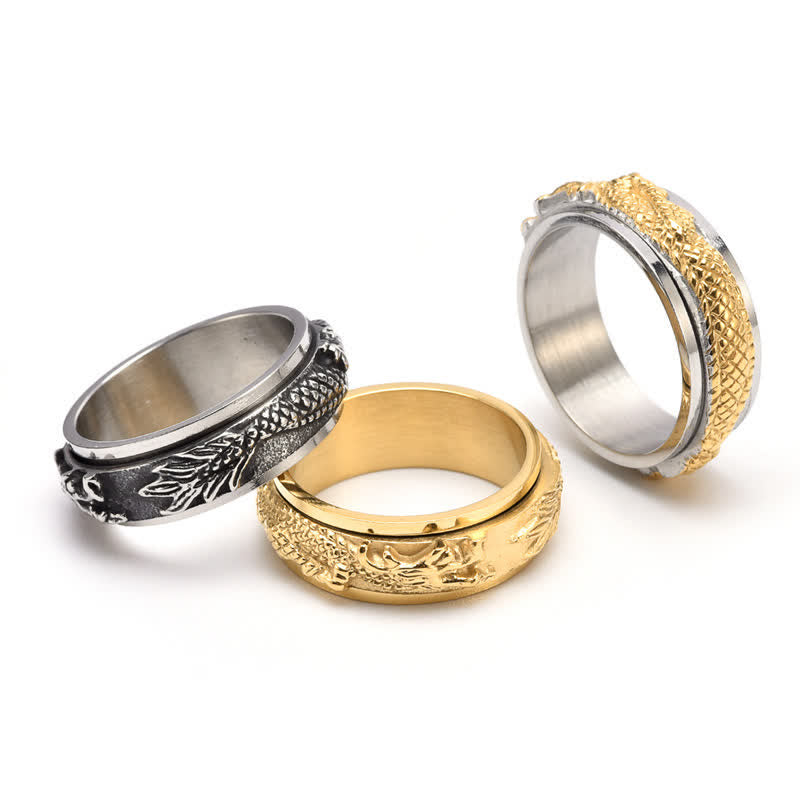 Nimara Ritual Dragon Titanium Steel Stimulation Rotatable Ring