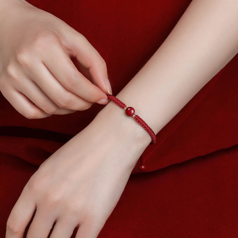 Nimara Ritual Lucky Cinnabar Bead Blessing Red String Bracelet