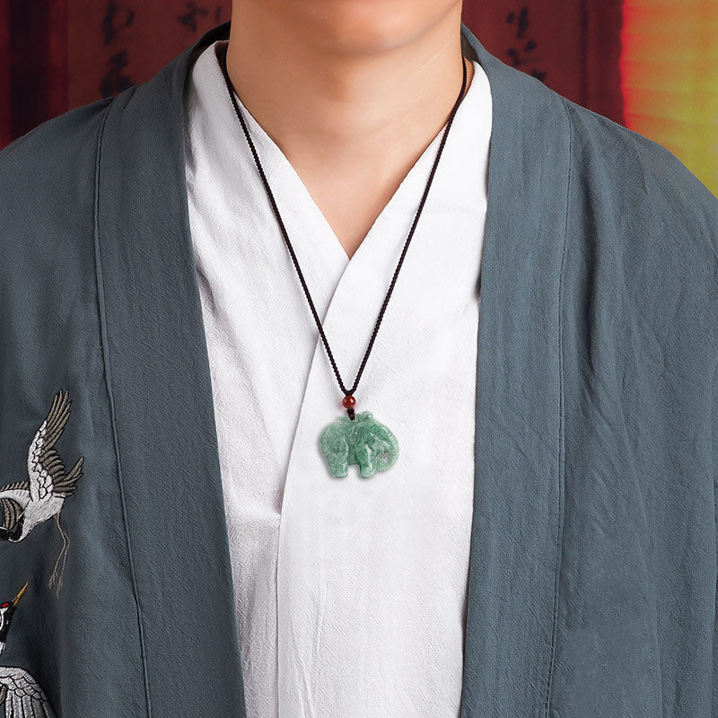Nimara Ritual Elephant Jade Luck Strength Necklace String Pendant