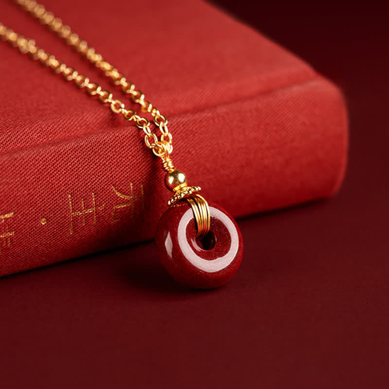 Nimara Ritual Cinnabar Peace Buckle Calm Blessing Necklace Pendant