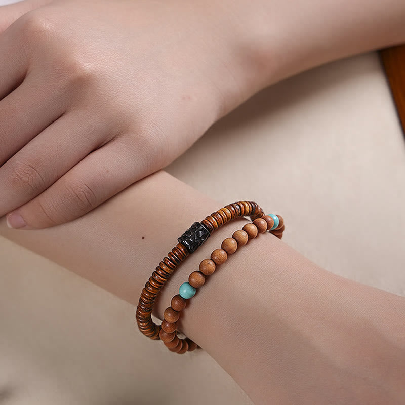 Nimara Ritual Sandalwood Turquoise Protection Double Wrap Bracelet