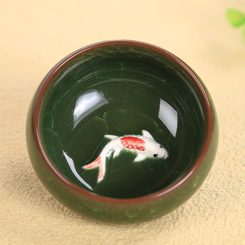 Nimara Ritual Cute Koi Fish Ceramic Teacup Kung Fu Tea Cup Bowl 45ml