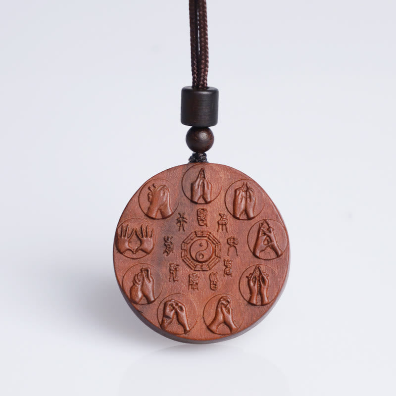 Nimara Ritual Lightning Struck Jujube Wood Yin Yang Bagua Mountain Ghosts Spend Money Protection Necklace Pendant