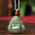 Nimara Ritual Laughing Buddha Hetian Jade Abundance Necklace String Pendant