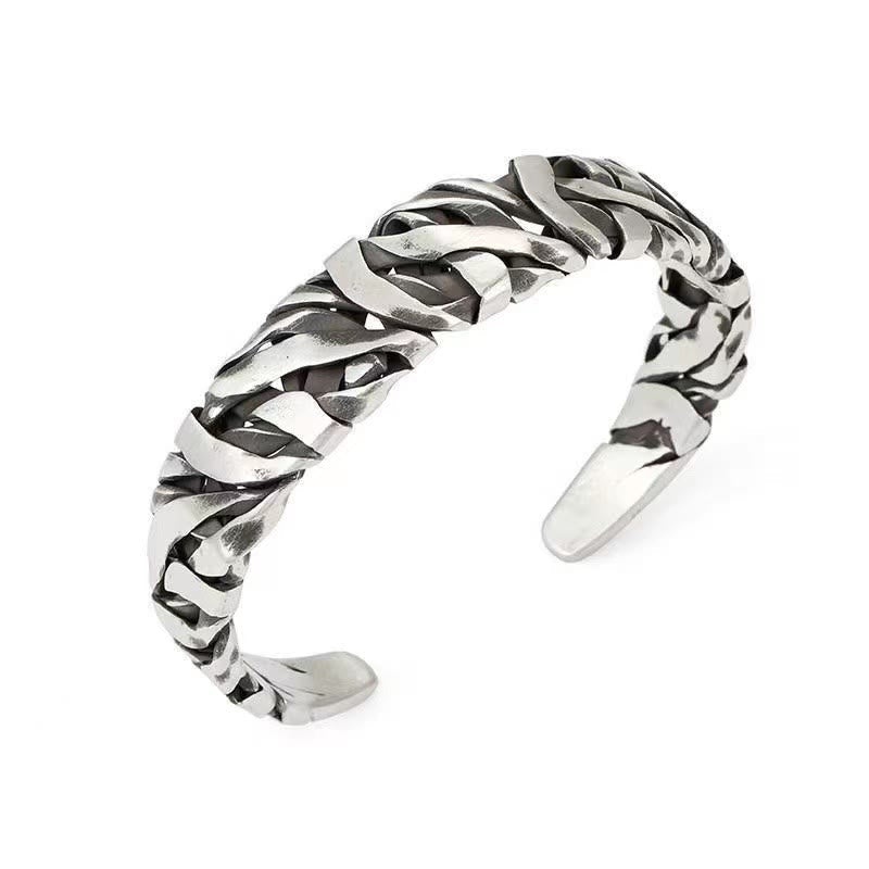 Nimara Ritual Retro Line Texture Healing Cuff Bracelet Bangle