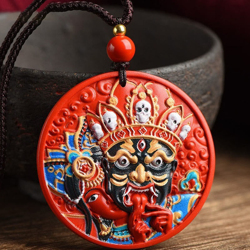 Nimara Ritual Zakiram Goddess of Wealth Painted Cinnabar Blessing Necklace Pendant