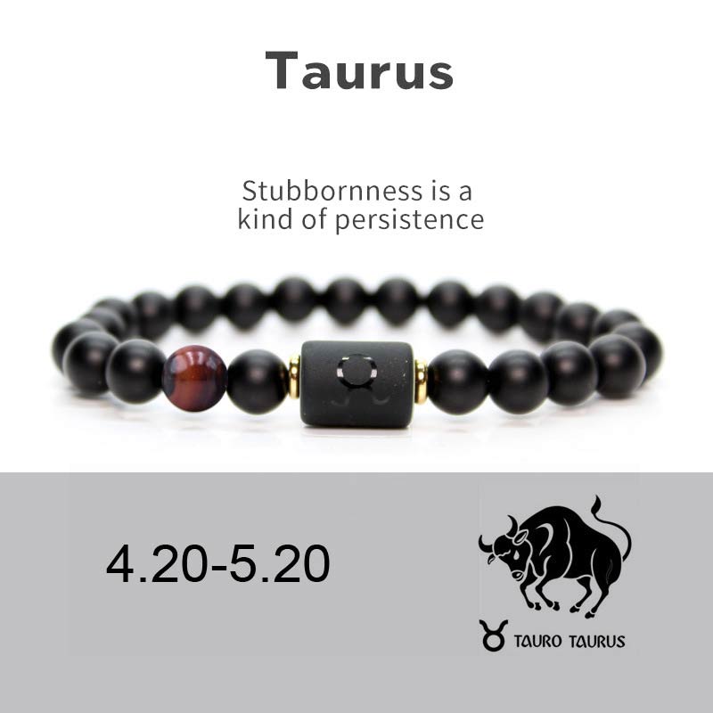 Nimara Ritual 12 Constellations of the Zodiac Black Onyx Adjustable Bracelet