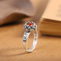 Nimara Ritual925 Sterling Silver Lotus Red Agate Confidence Blessing Ring