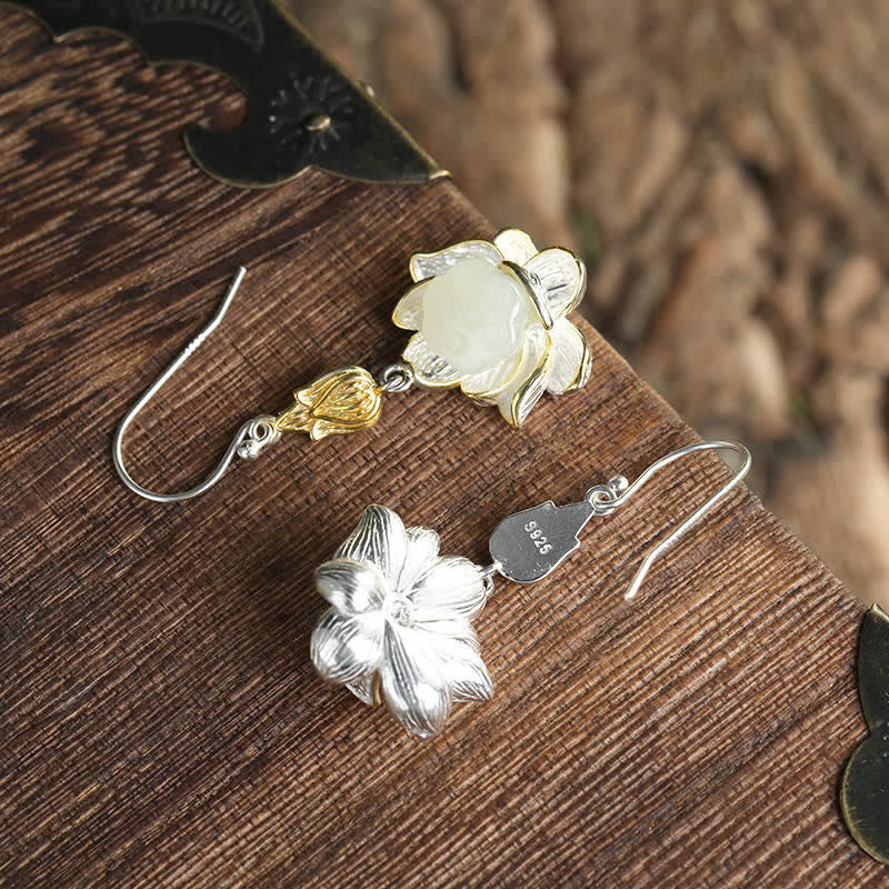 Nimara Ritual White Jade Protection Harmony Drop Earrings