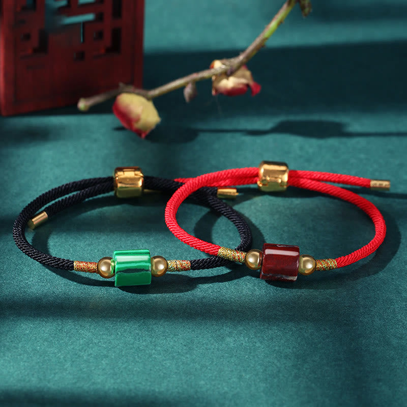 Nimara Ritual Tibet Handmade Green Aventurine Red Stone Malachite Luck Protection Braided Rope Bracelet