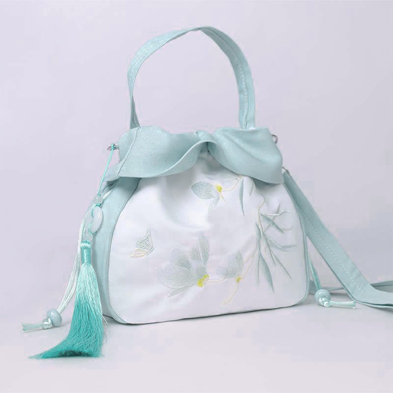 Nimara Ritual Suzhou Embroidery Lotus Epiphyllum Magnolia Cotton Linen Tote Crossbody Bag Shoulder Bag Handbag