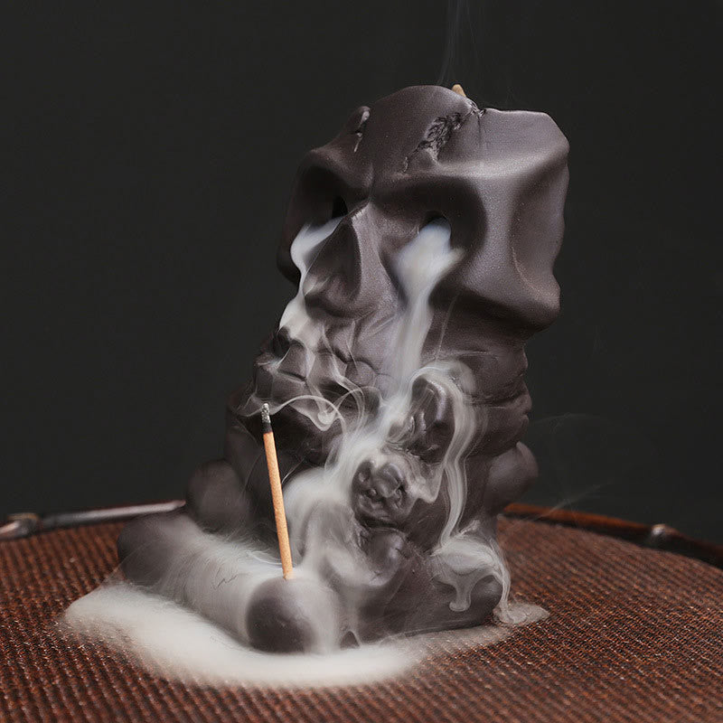 Nimara Ritual Halloween Skull Head Purple Clay Healing Incense Burner Decoration