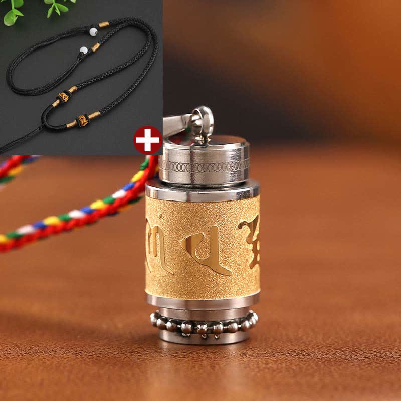 Nimara Ritual Tibet Om Mani Padme Hum Shurangama Mantra Titanium Steel Wisdom Amulet Necklace Pendant
