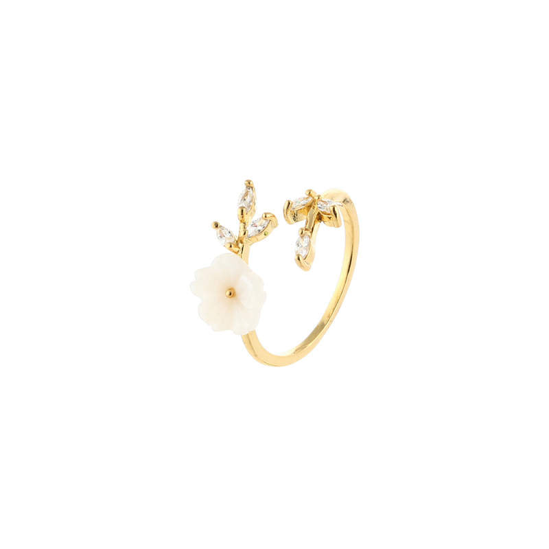 Nimara Ritual Plum Blossom Leaf Pattern Copper Luck Ring