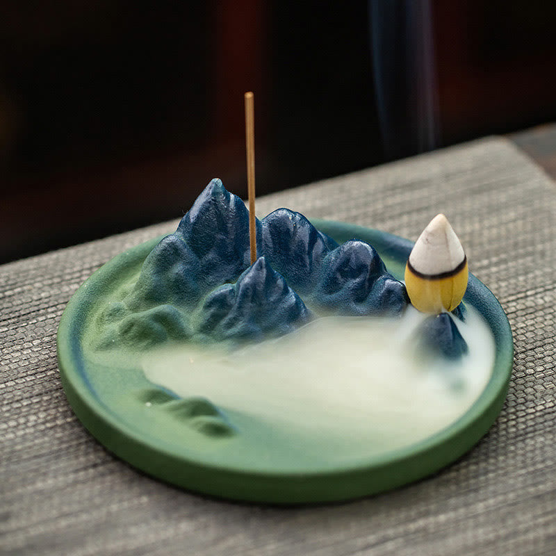 Nimara Ritual Creative Mountain River Ceramic Healing Backflow Incense Burner