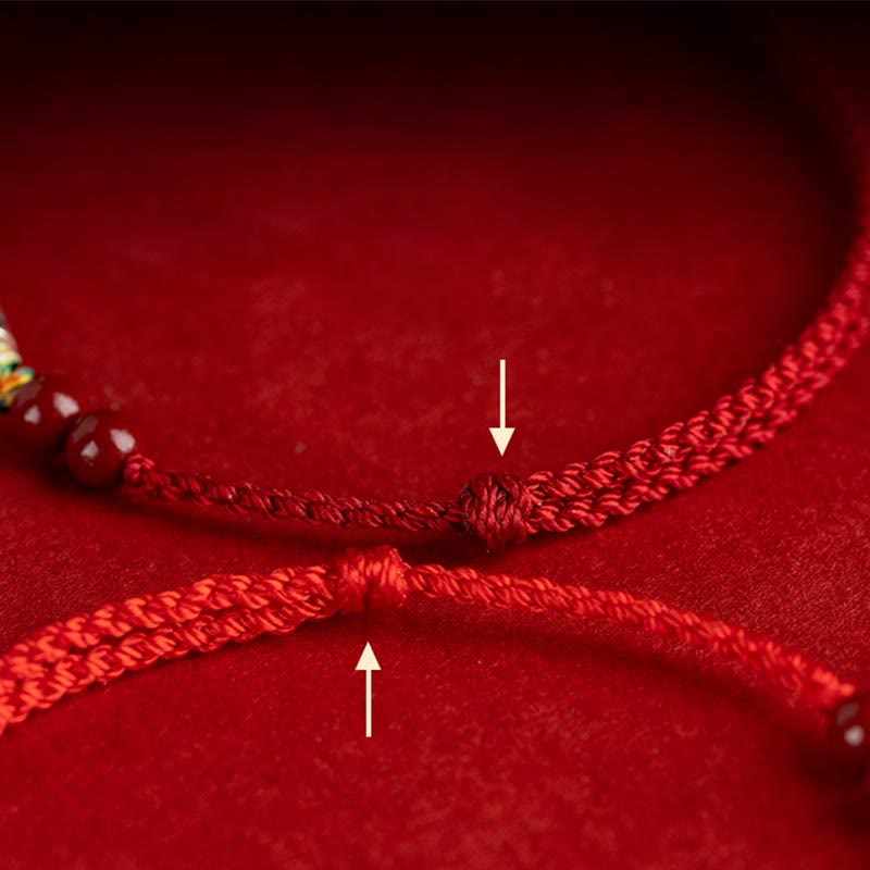 Nimara Ritual 925 Sterling Silver Koi Fish Cinnabar Bead Wealth Handcrafted Braided Bracelet Anklet