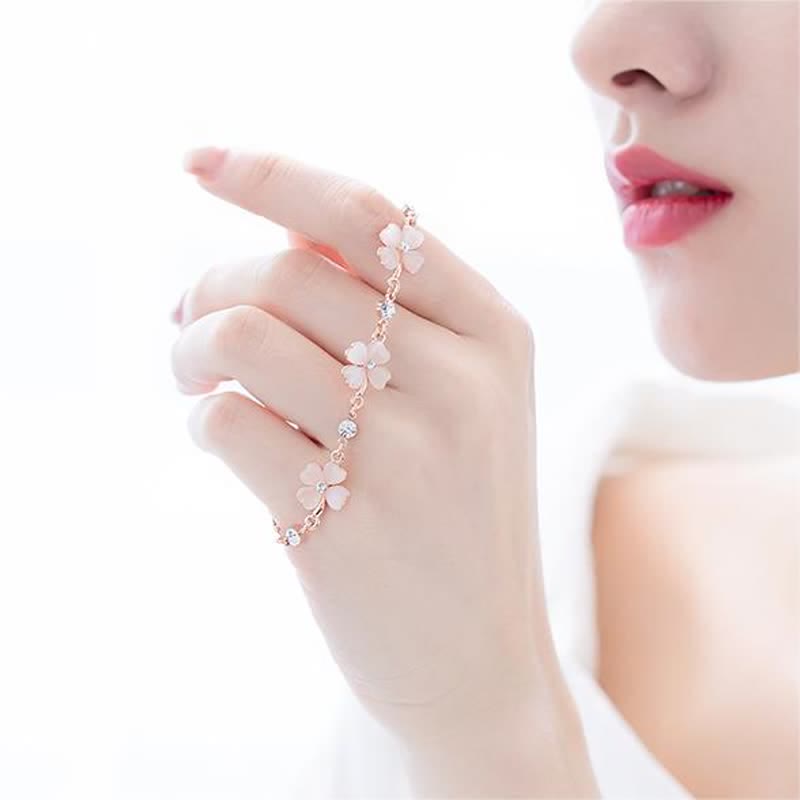 Nimara Ritual Pink Crystal Four Leaf Clover Love Chain Bracelet