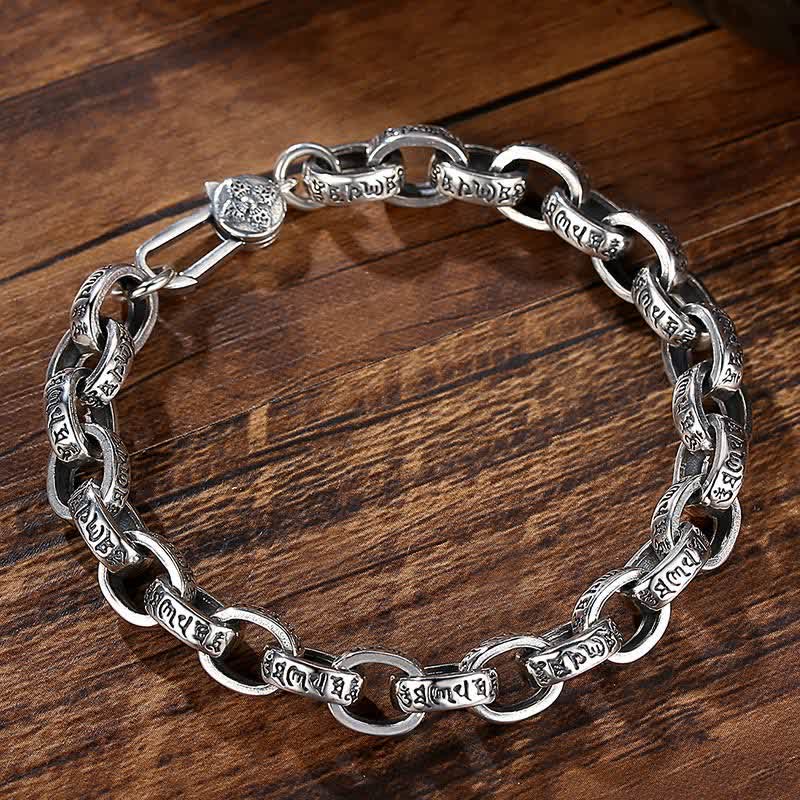 Nimara Ritual 925 Sterling Silver Om Mani Padme Hum Engraved Peace Bracelet Bangle
