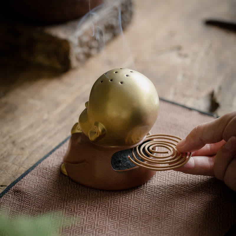 Nimara Ritual Little Buddha Laughing Buddha Ceramic Healing Incense Burner