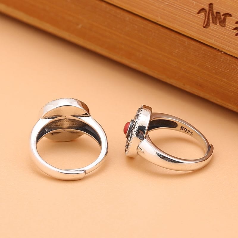 Nimara Ritual Tibetan Om Mani Padme Hum Peace Rotatable Ring