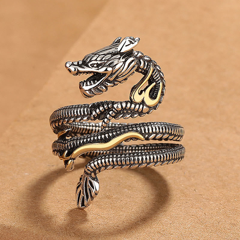 Nimara Ritual Vintage Dragon Pattern Copper Strength Ring