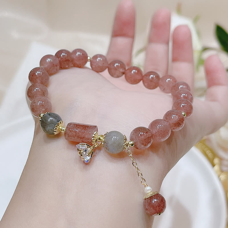 Nimara Ritual Natural Strawberry Quartz Moonstone Love Bracelet