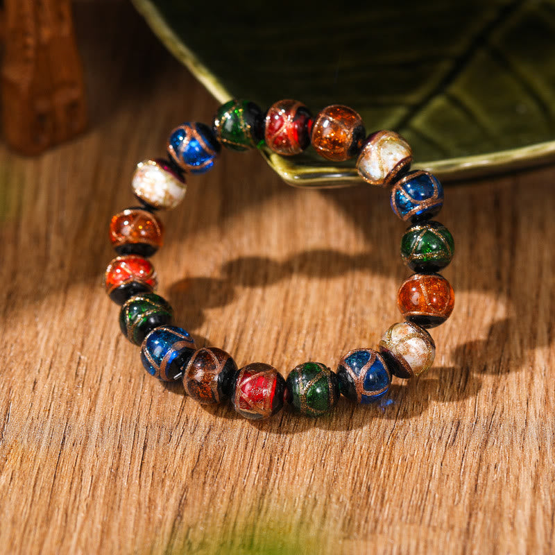 Nimara Ritual Tibetan Classic Liuli Glass Bead Luck Wealth Bracelet