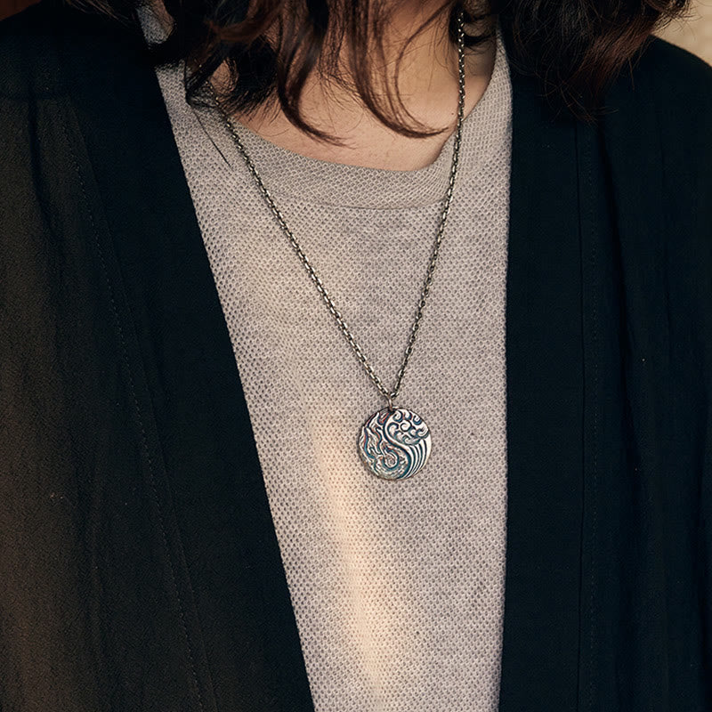 Nimara Ritual 990 Sterling Silver Yin Yang Water and Fire Balance Necklace Pendant