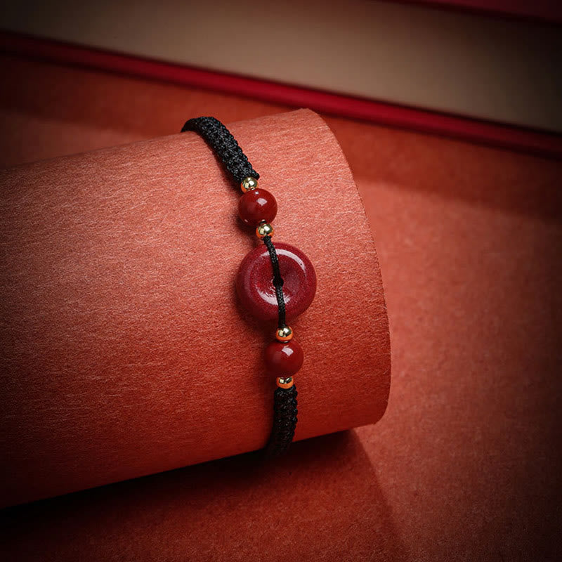 Nimara Ritual Natural Cinnabar Peace Buckle Blessing String Bracelet