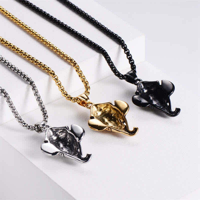 Nimara Ritual Ganesh Ganpati Elephant Titanium Steel Protection Pendant Necklace