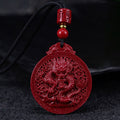 Nimara Ritual Year of the Dragon Natural Cinnabar Dragon Protection Necklace Pendant