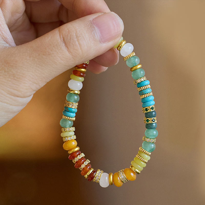 Nimara Ritual Natural Red Agate Jade Rainbow Confidence Bracelet