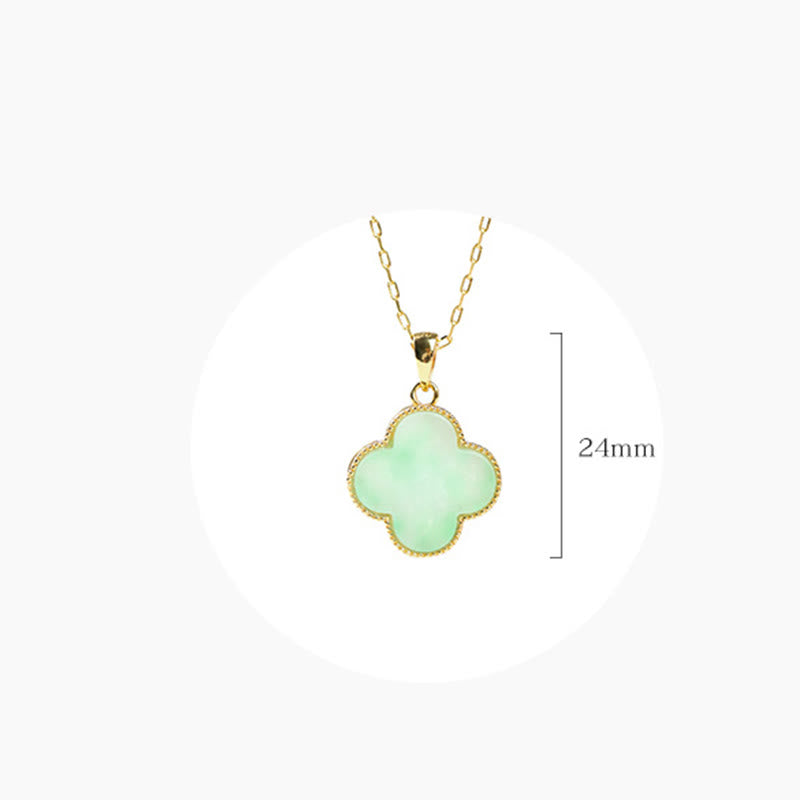 Bring Good Fortune Four Leaf Clover Jade Prosperity Necklace
