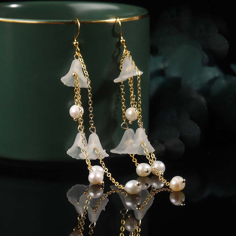 Nimara Ritual Pearl Flower Petals Luck Drop Earrings