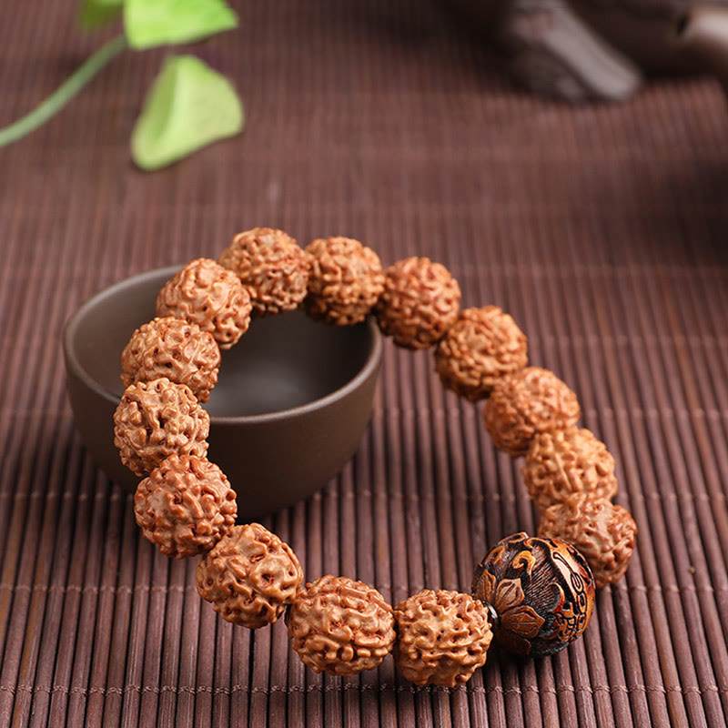 Nimara Ritual Tibet Rudraksha Bodhi Seed PiXiu Copper Coin Wealth Luck Bracelet