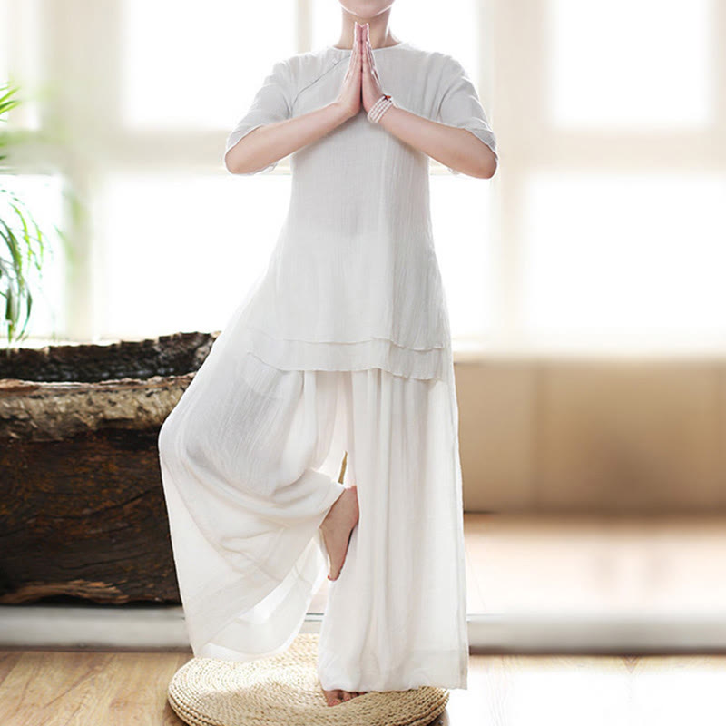 Nimara Ritual Vintage Yoga Zen Prayer Spiritual Meditation Practice Plain Color Clothing Women's Set