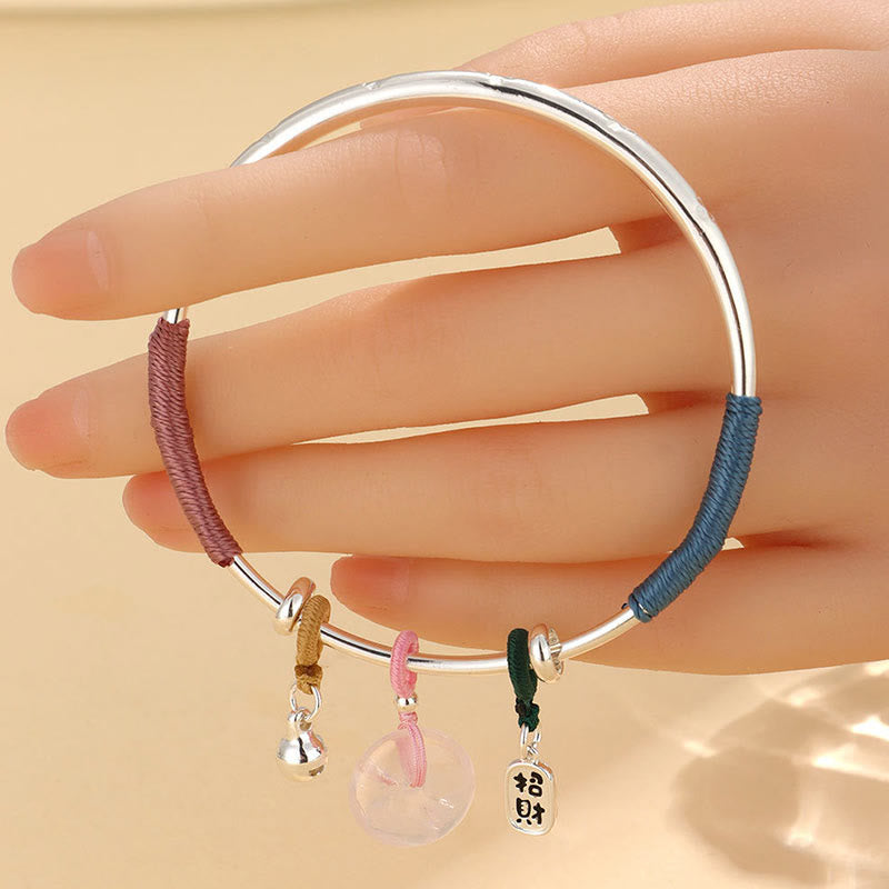 Nimara Ritual Pink Crystal Peace Buckle Lucky Flower Love Bracelet Bangle