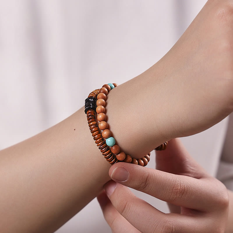 Nimara Ritual Sandalwood Turquoise Protection Double Wrap Bracelet