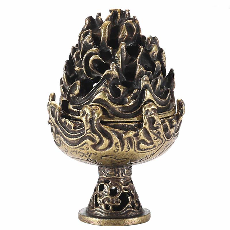 Nimara Ritual Tibetan Mini Mountain Pattern Meditation Copper Alloy Incense Burner
