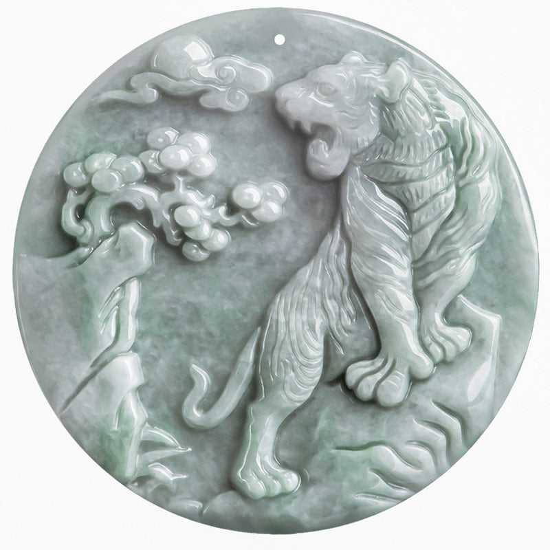 Nimara Ritual Chinese Zodiac Tiger Jade Protection Necklace String Pendant