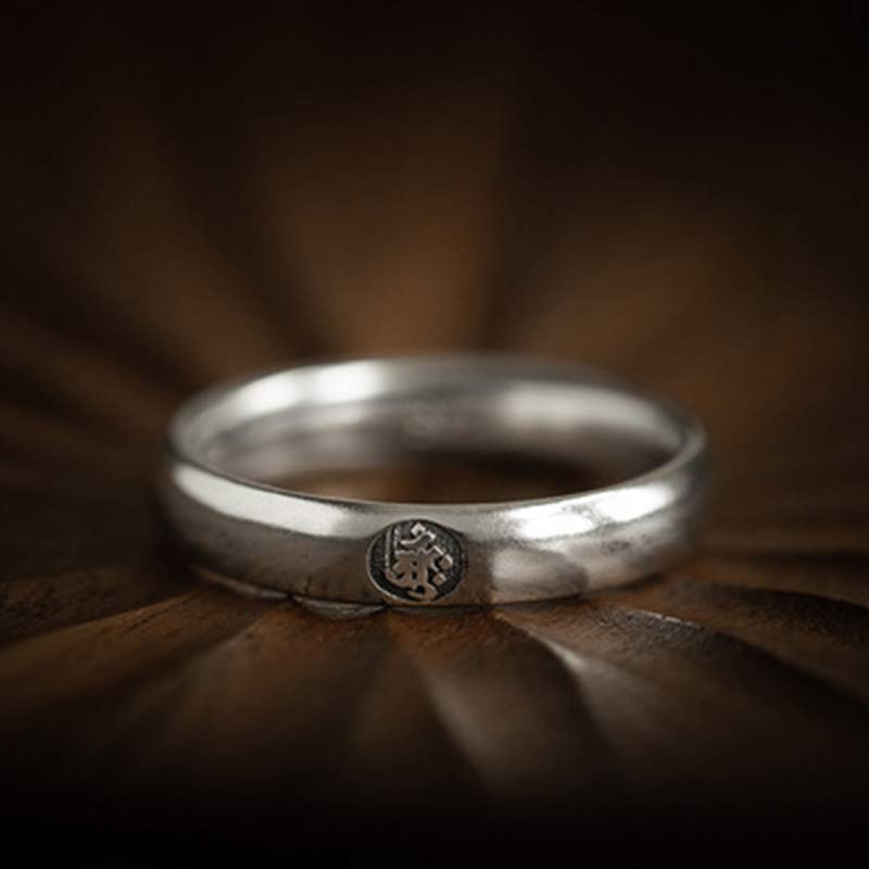 Nimara Ritual 925 Sterling Silver Chinese Zodiac Natal Buddha Blessing Couple Ring