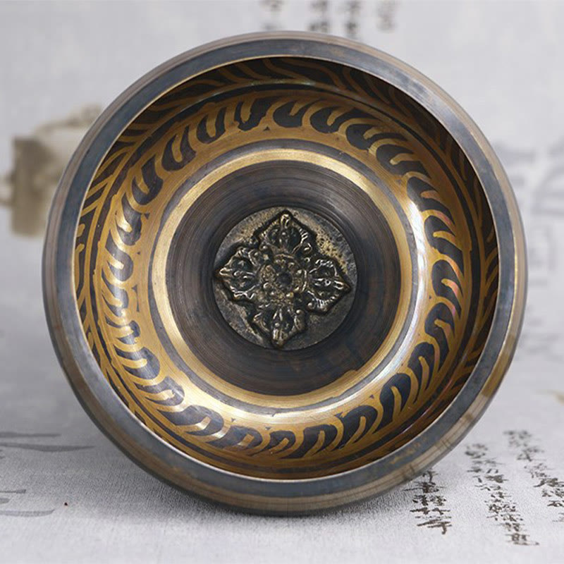 Nimara Ritual Tibetan Meditation Bowl for Healing and Mindfulness Om Mani Padme Hum Singing Bowl