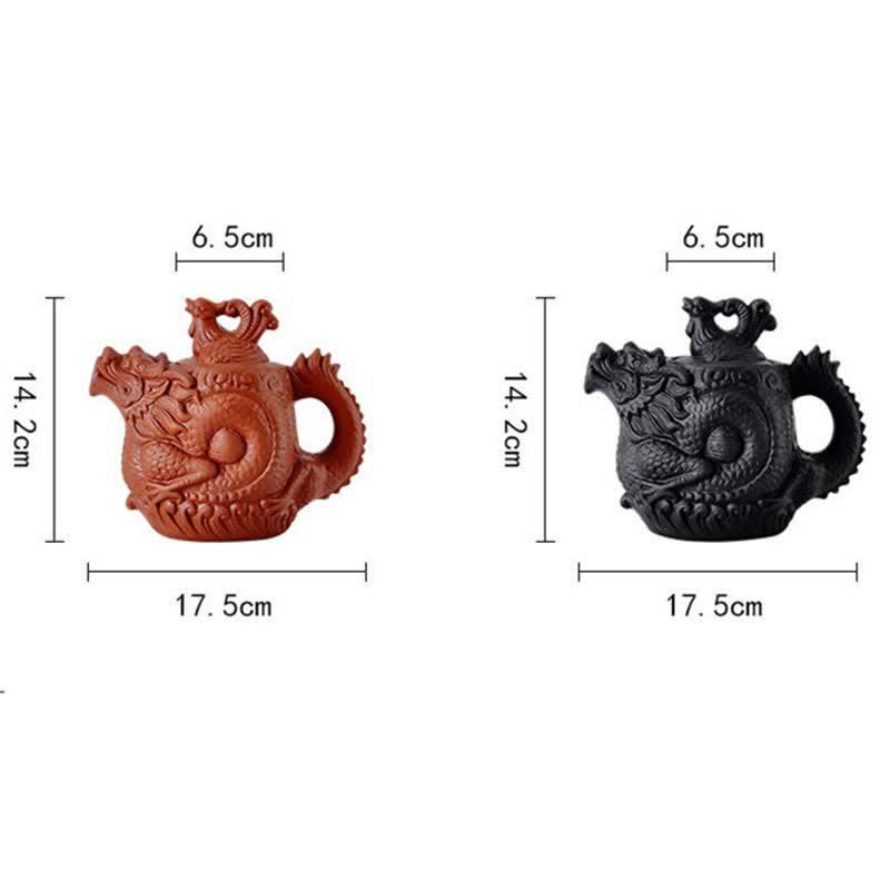 Nimara Ritual Vintage Dragon Phoenix Ceramic Teapot