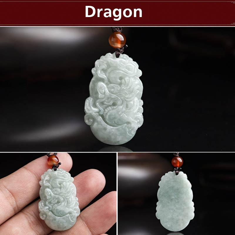 Nimara Ritual Natural Jade 12 Chinese Zodiac Sucess Pendant Necklace