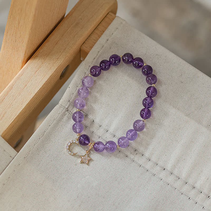 Nimara Ritual Amethyst Crystal Moon Star Healing Bracelet